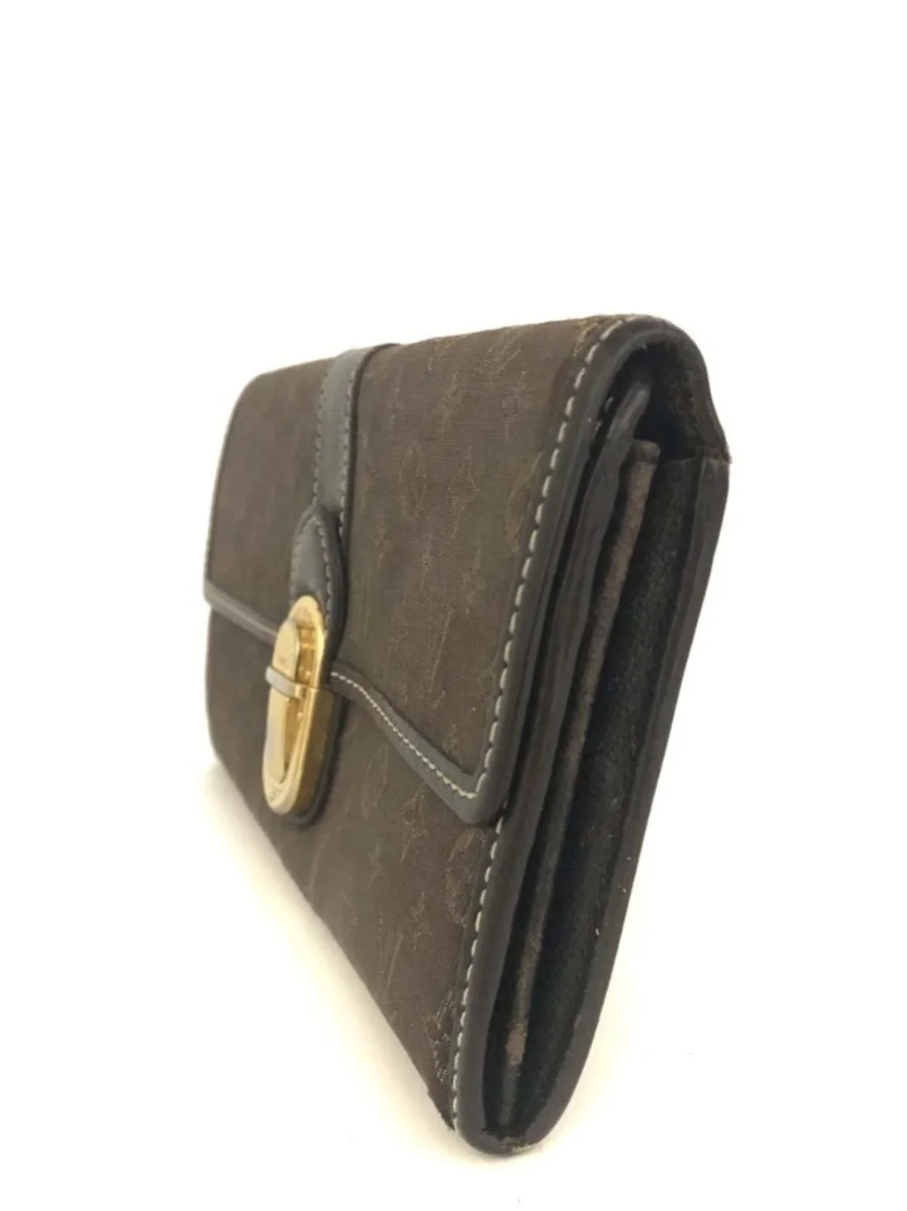 Louis Vuitton Brown Monogram Clutch Wallet with Gold Hardware
